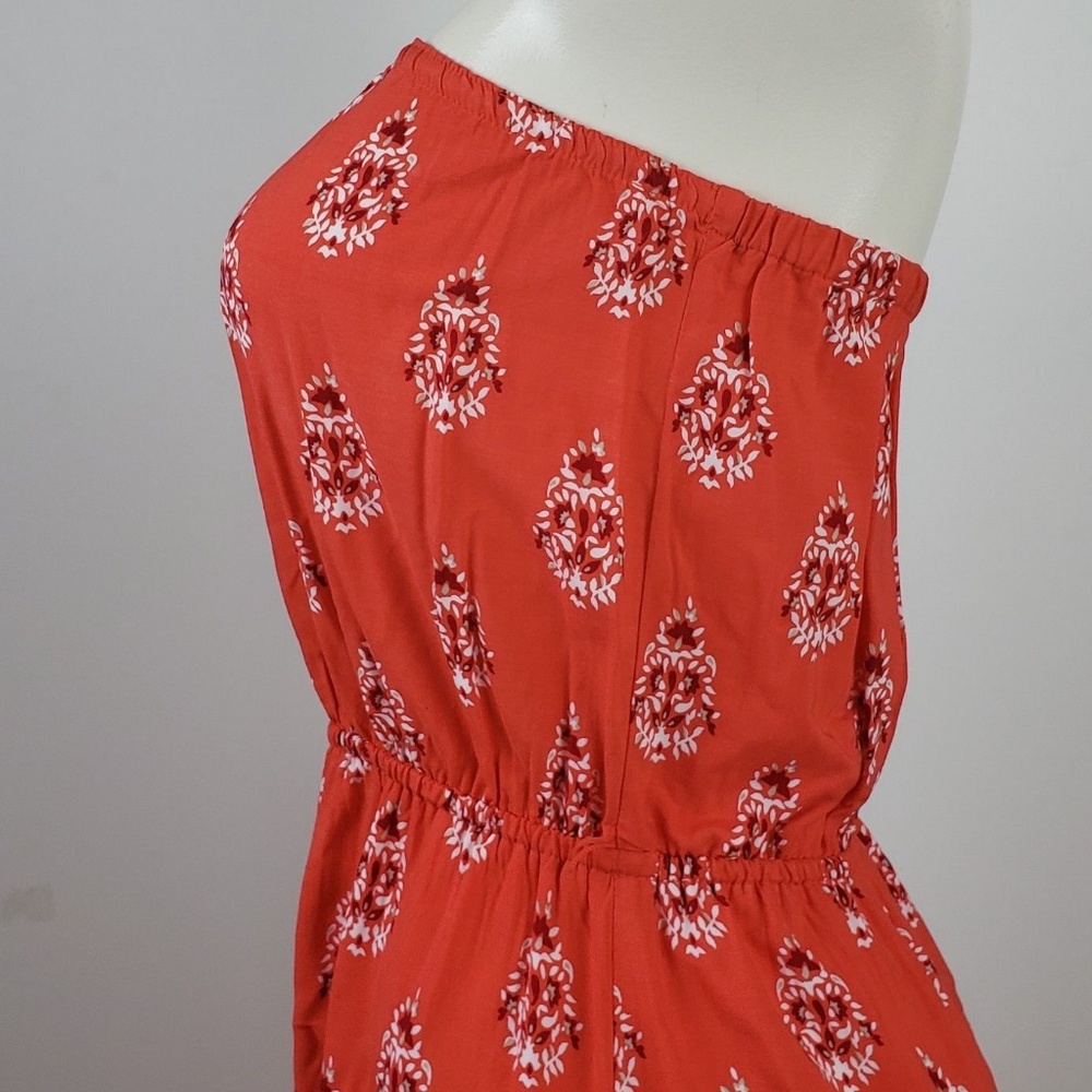 Old Navy Dress size Medium Orange Floral Strapless - Picture 3 of 7